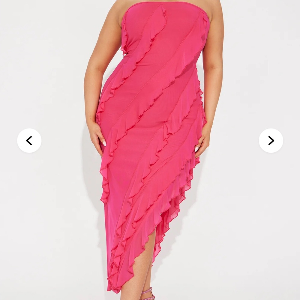 Fashion Nova Vibrant Pink Strapless Dress